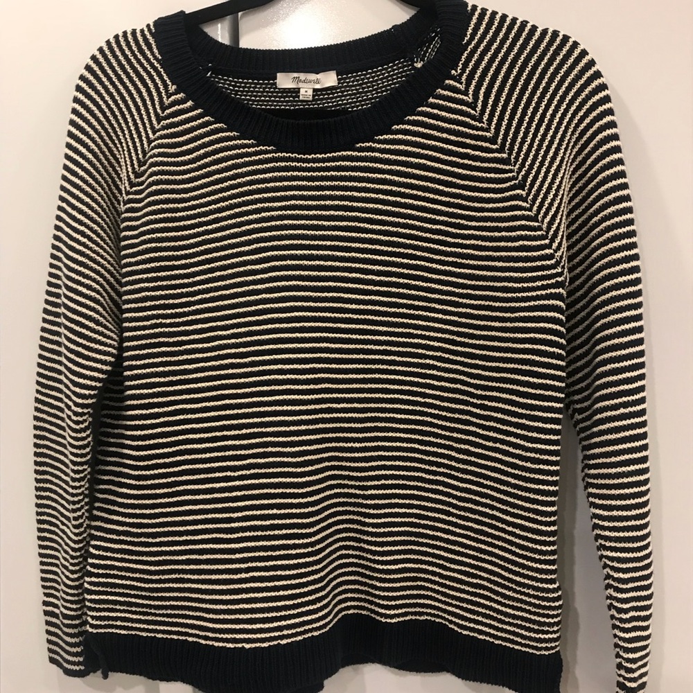 Navy & white striped Madewell sweater size Medium